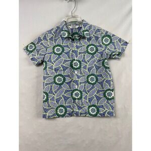 Janie and Jack Button Up Kids 5 Blue Green Kaavia James Union-Wade Floral Shirt